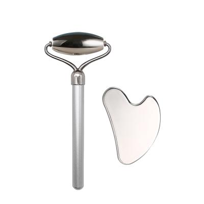 China Gua Sha Scraping Face Massage Tool Kit Stainless Steel Roller Massager Skin Care Gua Facial Sha for sale