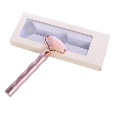 China Wrinkle Remover Vibrating Rose Quartz Jade Roller Facial Massager Jade Roller Massager Skin Set for sale