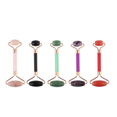 China Anti-puffiness factory supply natural jade massage roller rose quartz roller jade face facial roller for sale