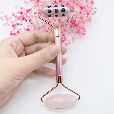 China Portable Anti-puffiness germanium jade face massager roller rose quartz jade roller facial massager for sale