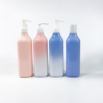 China Custom BEAUTY PACKAGING PET Gradient Clean Plastic Pump Emulsion Cosmetics Pump Bottles Clean Shampoo Bottles for sale