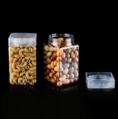 China High Sealed Clear Plastic Food Bottle Containers Packaging , 550ML PET Plastic Wide Mouth Jar With Lid for sale