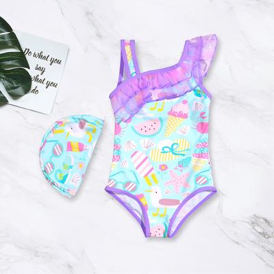 China Middle-aged girls triangle swimsuit girl's suit children's one-piece baby girl's swimsuit new Korean baby summer sweet swimming wear for sale