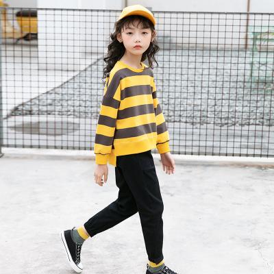 China New 2021 fashion style striped shirt elegant wholesale casual casual pants kid girl dress sets for sale