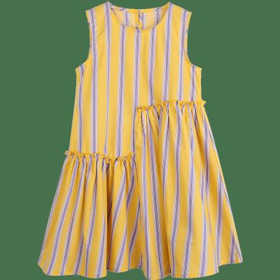 China Selling Children Girl Summer Vertical Stripe Leisure Softness Breathable Warm Dress Sleeveless Skirt for sale