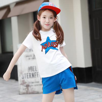 China Wholesale Cotton Comfortable Cotton Girl's Summer Girl's Suit Korean Children's Set for sale