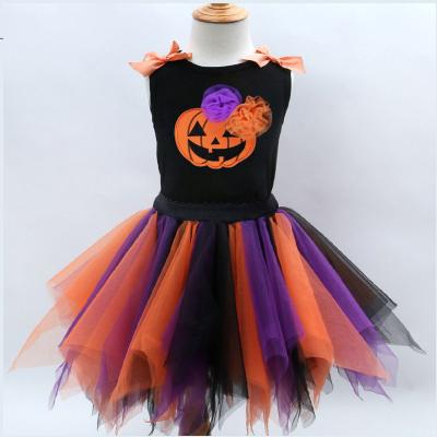 China New Designer Casual Hot Christmas Color Horror Pumpkin Cartoon Kids Halloween Outfit For Two Piece Sets for sale