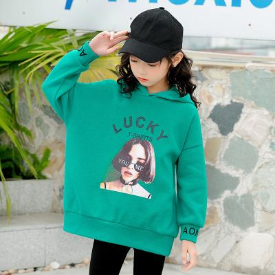 China Winter anti-shrink green autumn cotton hoodies hooded cool matching sweatshirts for girls for sale