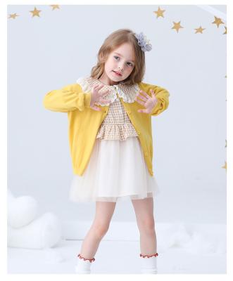 China New Design Kids Sweater Cardigan Girl Cotton Sweater Candy Color Bulk Purchase Anti-Shrink Girls Clothes for sale