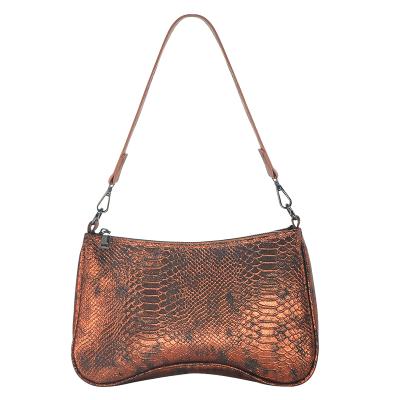 China Multifunctional Best Quality 2021 Autumn Female Snake Pattern Purse Bag PU Leather Armpit Bag for sale