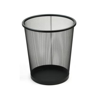 China Wire Metal Recycling Bin Sustainable Office Home Wire Open Top Bin Black Round Mesh Wastebasket for sale