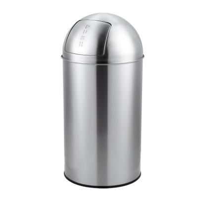 China Sustainable Stainless Steel Push Door Large Capacity Garbage Bin Hand Push Bin Recycle Outdoor Garbage Bin for sale