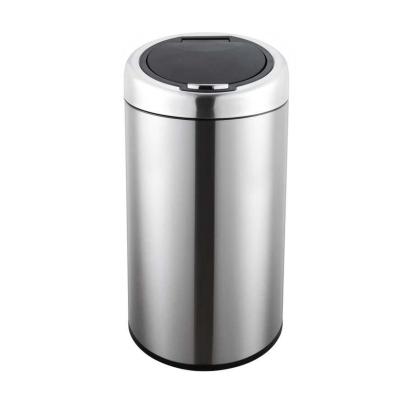 China Stainless Steel Kitchen Hotel Push Trash Can One Touch Push Button Sustainable Metal Waste Bin for sale