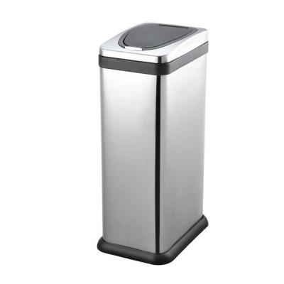 China Sustainable Logo Rubbish Bin Home Office One Touch Custom Trash Can Brushed Stainless Steel Waste Bin for sale