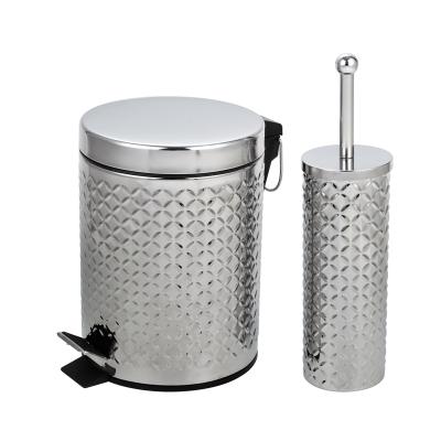 China Sustainable High Quality Pedal Bin Bathroom Waste Bin With Toilet Brush for sale