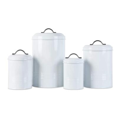 China New Design Kitchen Metal Storage Canisters Stainless Steel Sustainable Tea Coffee Sugar Airtight Canister Sets for sale