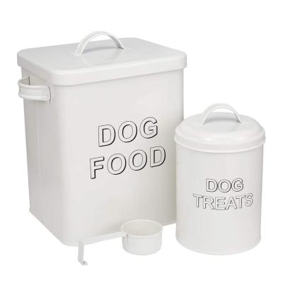 China White 2 PCS Viable Bucket Dog Food Pet Treats Airtight Storage Bin Pet Treat Container With Scoop Set for sale