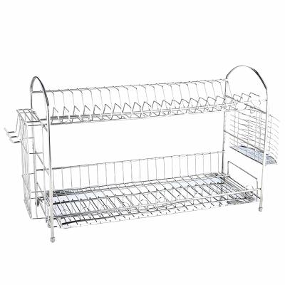 China Sustainable Stainless Steel Dish Drying Rack Kitchen Dish Drainer 2 Tier Large Dish Rack And Dish Rack Set for sale