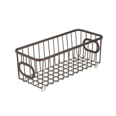 China Metal Food Baskets Kitchen Pantry Storage Bins Durable Sturdy Stackable Wire Bins for sale