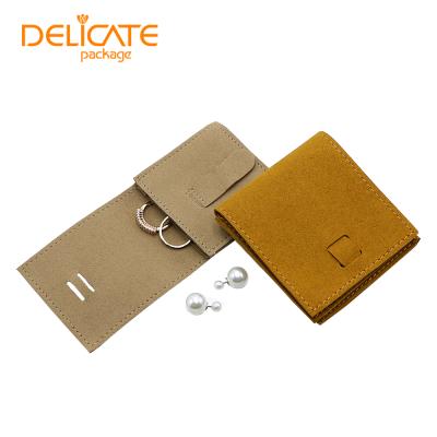 China Recyclable Customized Logo Fashion Jewelry Suede Microfiber Velvet Bag Envelope Flip Cover Dustproof Bracelet Necklace Jewelry Bag for sale