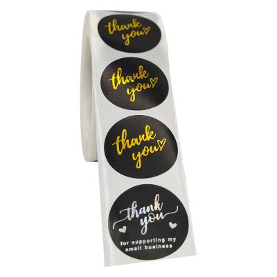 China 1Inch Decorative Adhesive Sticker Multicolor Foil Thank You Sticker for sale