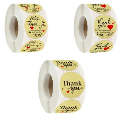 China Custom Decorative Sticker Label 1inch Roll Adhesive Thank You Printing Decorative Sticker Package Sticker Wrapping Paper for sale