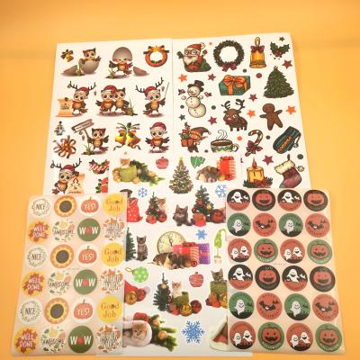 China Christmas Package Stickers Santa Claus Cartoon Decoration Sticker Window Waterproof Sticker for sale