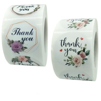 China PVC Scratch-Up Labels Can Be Customized Stickers And Label 1.5Inch Self Adhesive Thank You Flower Stickers for sale