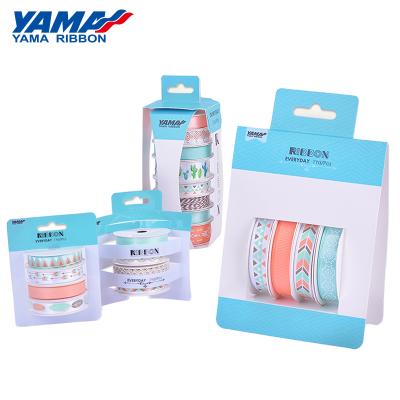 China Retail New Double Face YAMA Customized 4 Sets Grosgrain Wrapping Satin Sets DIY Ribbon For Supermarket for sale