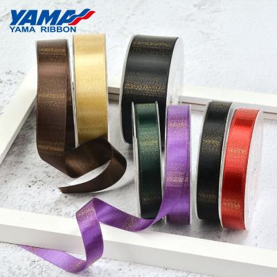 China Double Face Yama Factory New Arrivals 9-38mm Fashion Ombre Gold Mesh Ribbon For Packing for sale