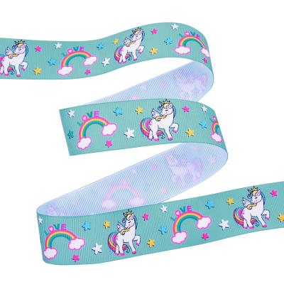 China Factory stocked high tenacity Yama grosgrain printing 1 inch 25mm cartoon mermaid seashell unicorn ribbon for sale