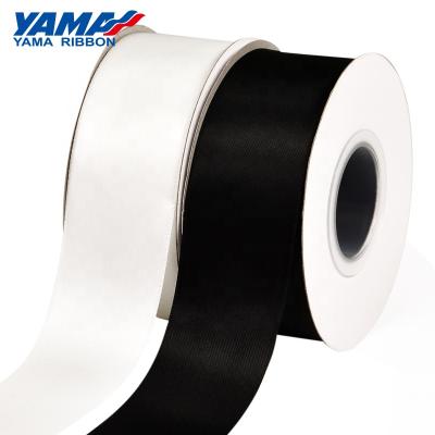 China Sustainable Yama Ribbon 2 Inch White And Black 50mm Polyester Satin Ribbon Wholesale for sale