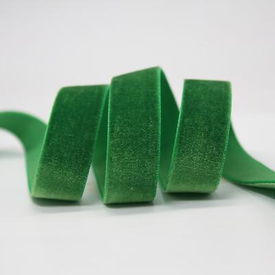 China Single Face YAMA Factory Stocked 3-50mm Pure Color / Single Side Striped Mints Green Velvet Sliver for sale