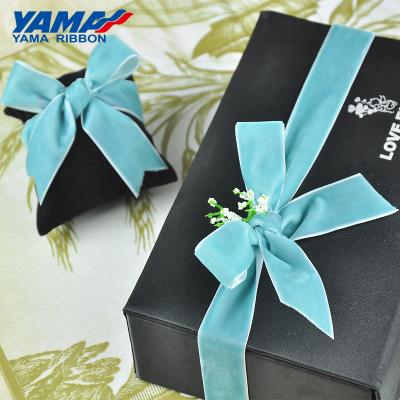 China Single Face YAMA Factory Stocked 3-50mm Single Faced Velvet Ribbon Bows Solid Color Black White Velvet Ribbon for sale