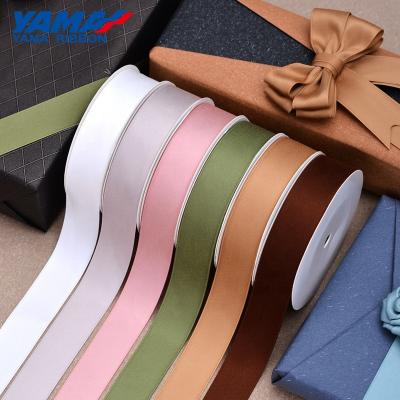 China Yama Ribbon 3-50MM Widths High Tenacity Polyester Cotton White Double Faced Ribbon For Packaging Decoration for sale