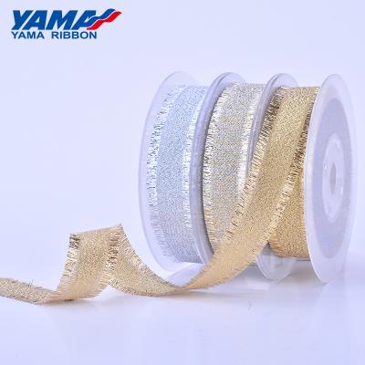 China Single Face YAMA Personalized Grosgrain Colorful Silver Glitter Mesh Fringe Metallic Ribbon for sale