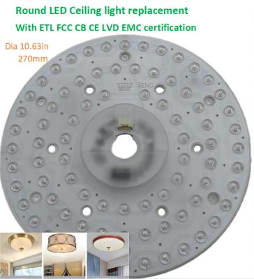 China Lâmpada de teto LED redonda dimmavel de 270 mm de substituição 120v Alumínio com certificado FCC,ETL,CB,CE,LVD,EMC à venda