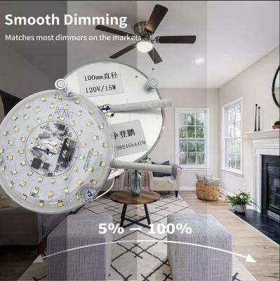 China 120V 15W Driverless Dia 100mm Led Light Voor Led Fan Light Met ETL-certificaat Plafondventilator Led Light Vervanging Te koop