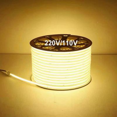 China 110V 220V Waterproof COB LED Light Strip With PVC Glue Customizable Blue / Ice Blue / White / Green / Purple / Golden / Pink for sale