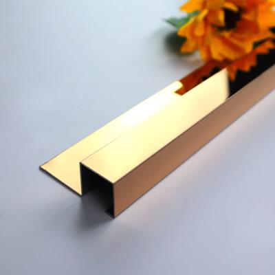 China Modern Gold 304 Stainless Steel Ceramic Plastic Listello Tile Brass Trim Edge Transition Profile for sale