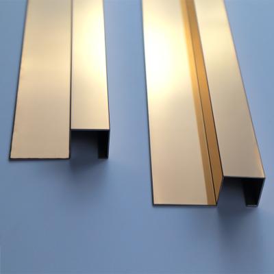 China Modern Durable Protective Tile Trim Stainless Steel Tile Wall Gold Metal Patch Panels for sale