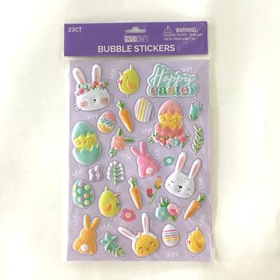 China Eco-friendly Self-adhesive Bubble Sticker Easter Bunny and Carrot Sticker Colorful Egg Stickers for Decor for sale