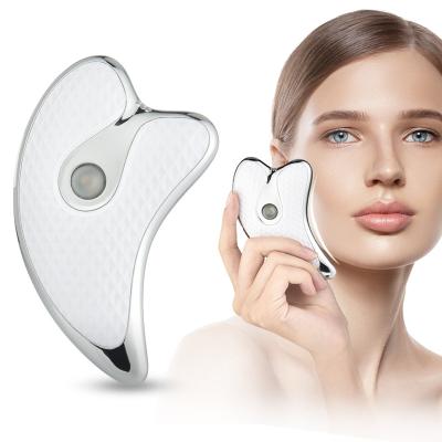 China Wrinkel Removal Beauty Device V Face Lifting Tool Massager LED Light Facial Slimming Heating Vibrating Gua Sha Electric Face Scraping Massager for sale