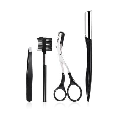 China Portable Amazon Eyebrow Trimming Suit Hot Sales Eyebrow Makeup Sets Wholesale 4 in 1 OEM/ODM High Quality Eyebrow Scissors for sale