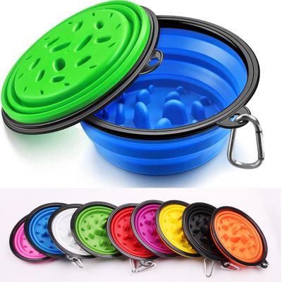 China Luxury Slow Feeding Durable Silicon Stored Collapsible Portable Pet Water Food Collapsible Cat Dog Travel Bowl for sale