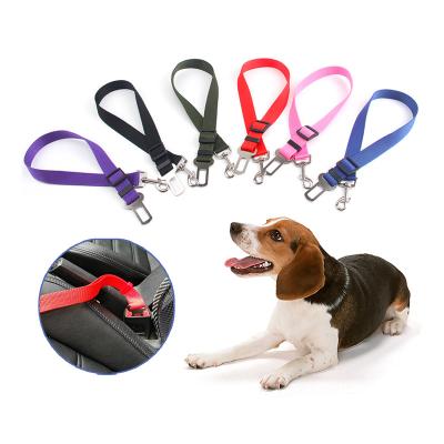 China Wholesale Viable Nylon Safety Car Seat Belt for Dogs Adjustable Pet Cat Vehicle Leash Strap for sale