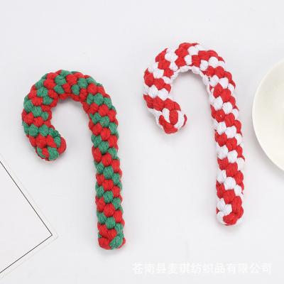 China Dog Playing Chewing Christmas Cane Rope Pet Toy Rope Cotton Chewing Dog Toy for sale