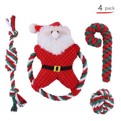 China Dogs Christmas Party Gifts Pampers Store Teeth Cleaning Interactive Chew String Cotton Christmas Pet Toy Set for sale