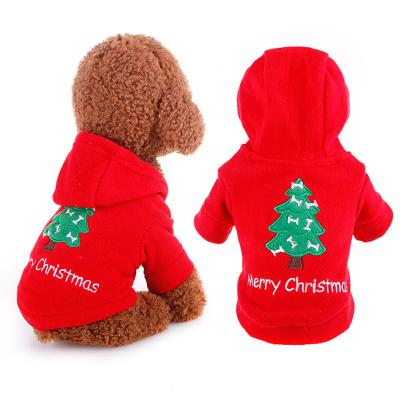 China New Factory Wholesale Cute Puppy Hoodie Pet Clothes Custom Made Simple Velvet Coat Christmas Tree Dog Clothes for sale