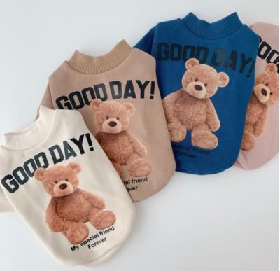 China Stocked Pet Clothes Sweatshirts With Teddy Patterns Warm Fashion Pet Supplies Clothes for sale